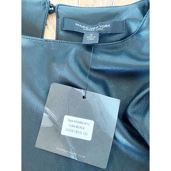 NWT Marc New York Black Faux Leather Sleeveless Blouse in Size Small - Picture 3 of 7